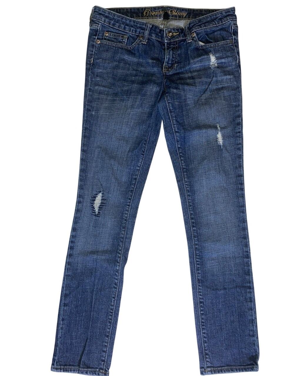 Gap Women's Size 6/28 Premium Skinny Denim Jeans Blue Distressed Embroidery